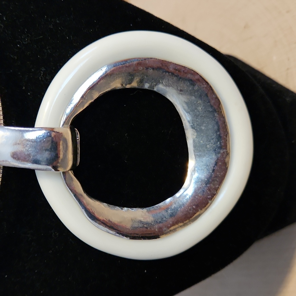 Chico's Silver & White Circle Statement Necklace - image 2